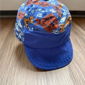 Patagonia Kids Blue and Orange Fish Hat Cap - 0-6 Months